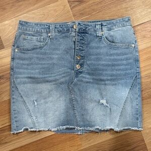 Seven7 Distressed Denim Mini Skirt